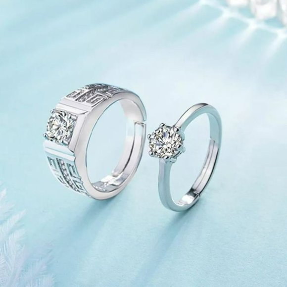 Jewelry | 2pcs Sterling Silver Elegant Open Matching Couple Rings ...